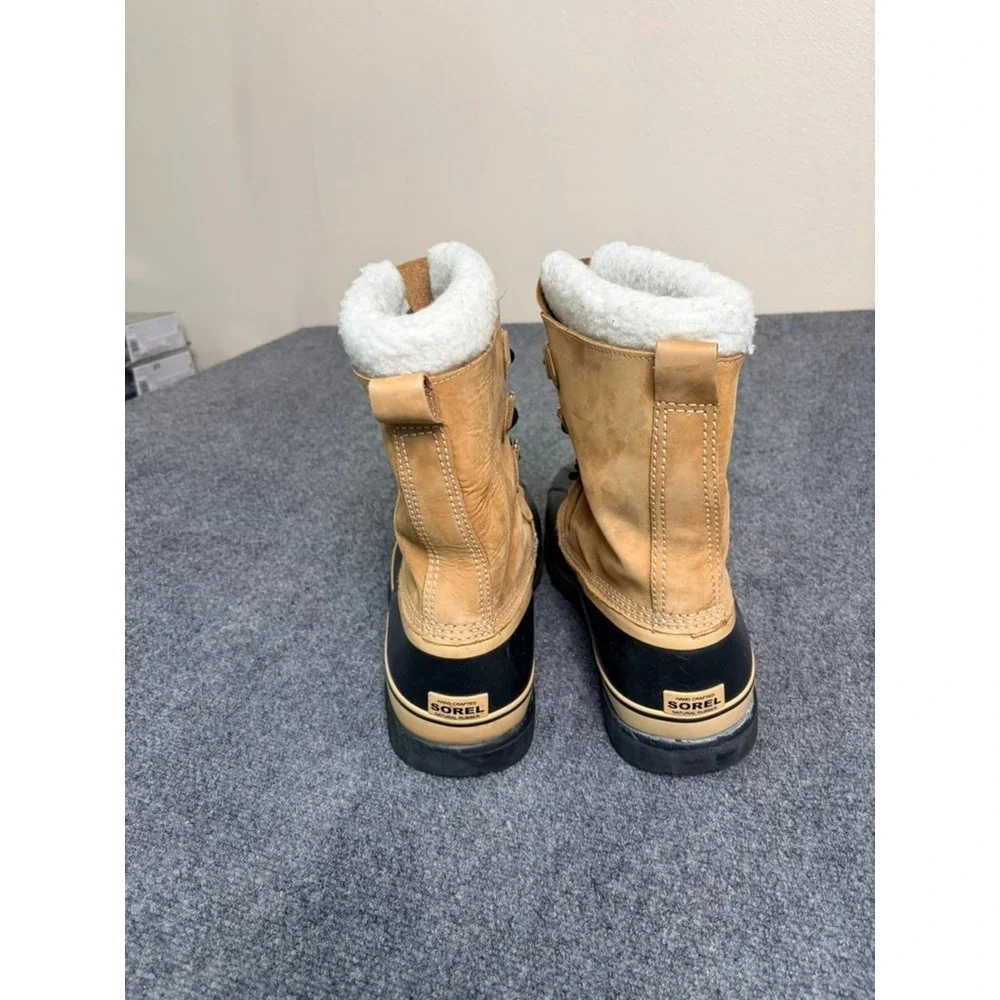 SOREL Men's Waterproof Faux Fur Lined Leather Snow Boots Tan/Black Size US 13